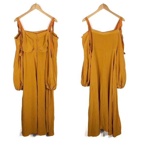 NWOT Silvia Tcherassi Magnolia Silk Midi Dress Small Cold Shoulder Button Front - Picture 1 of 13